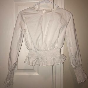 White Ruffle Long Sleeve